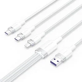 Vention Cable 3 en 1 USB-C, Lightning, MicroUSB CTRWG, Blanco, 1.5m